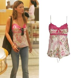 Tropical Floral Lace Silk Camisole As Seen On Adriana Lima